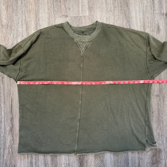 Aerie Olive Green Oversized Distressed Sweatshirt Womens Size Large - Picture 9 of 10